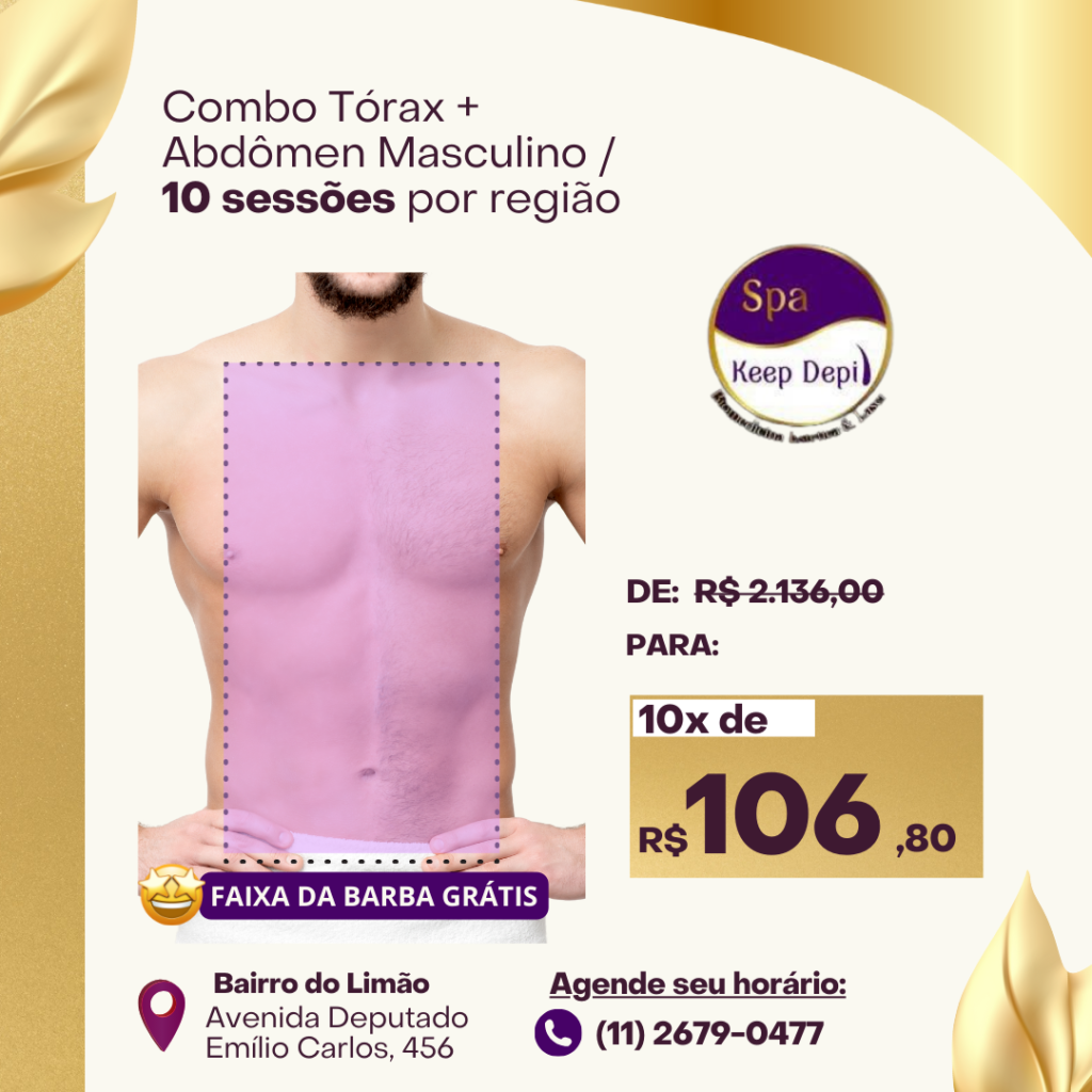 depilação a laser
lombar masculino
ombro costas
barba
virilha 
perianal